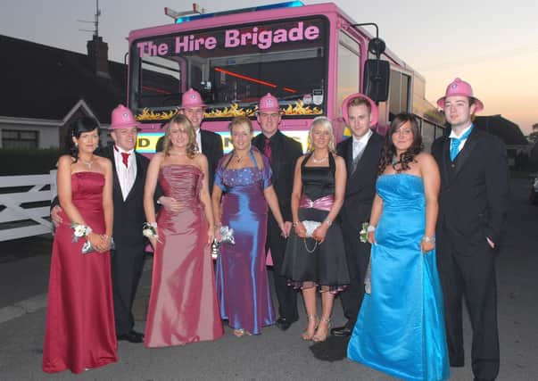 The Hire Brigade provided some unusual transport for these students from Aghagallon to the annual Lismore School Formal in the Seagoe Hotel in 2007. Pictured are Maria Hull, Simon McDowell, Michael McDowell, Helen Murphy, Clare McKeveney, Ryan Mcdonald, Emma Hannon, Ryan Hayes, Amy Richardson and Shea Rutherford