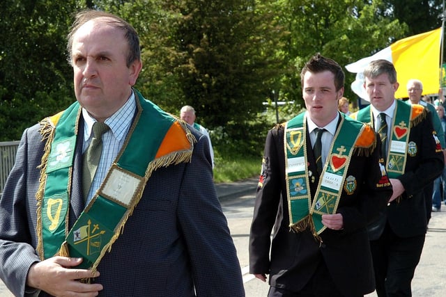 AOH members on parade during last Sunday's annual  Church Parade held in Toome .mm22-378sr
