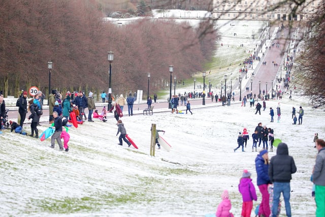 People enjoy the snow at Stormont in east Belfast. 

Picture by Jonathan Porter/PressEye