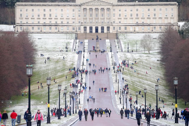 People enjoy the snow at Stormont in east Belfast. 

Picture by Jonathan Porter/PressEye