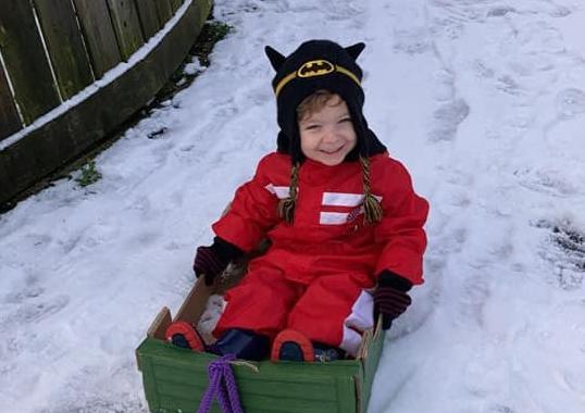 Colleen Doherty - Noahs homemade sleigh good oul Lidl box)