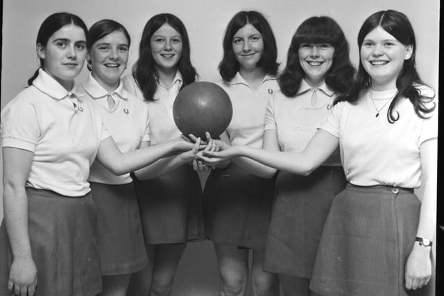 1969...The St Mary's Secondary School Past Pupils' team which won the NW Sperrin Netball League. From left are Ray Donnelly, Margaret Doherty, Geraldine Brady, Veronica Fitzpatrick, Ann Stewart and Mary Doherty. The girls are all members of St Mary's Girls' Club.