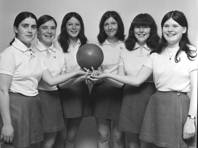 1969...The St Mary's Secondary School Past Pupils' team which won the NW Sperrin Netball League. From left are Ray Donnelly, Margaret Doherty, Geraldine Brady, Veronica Fitzpatrick, Ann Stewart and Mary Doherty. The girls are all members of St Mary's Girls' Club.