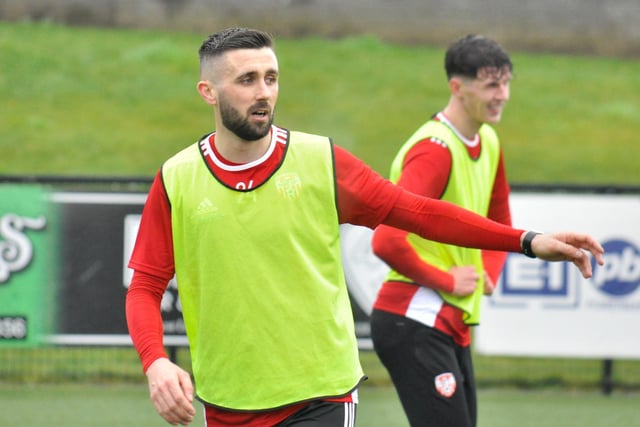 New signing Danny Lafferty directing things during this morning's first training session. Picture courtesy Event Images & Video