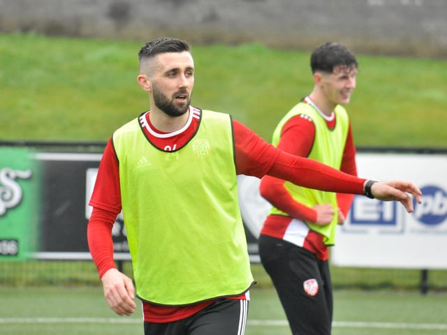 New signing Danny Lafferty directing things during this morning's first training session. Picture courtesy Event Images & Video
