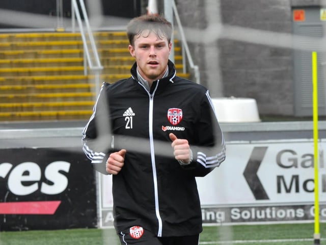 Defender Cameron McJannet pictured during this morning's training session, at the Ryan McBride Brandywell Stadium. Picture courtesy Event Images & Video