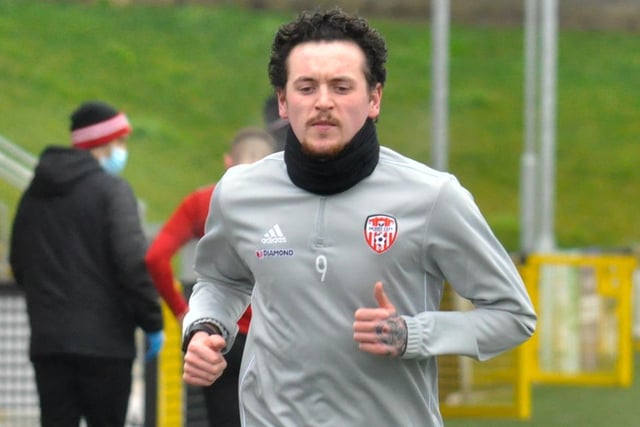 Striker David Parkhouse pictured during the running section of this morning's training session. Picture courtesy Event Images & Video