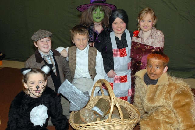The main characters in the Donacloney Primary School Christmas production of Hansel and Gretel in 2008