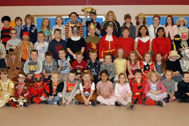 The Bleary Primary School P3-P7 pupils who dressed as their favourite book characters in aid of the NSPCC as part of World Book Day at the school in 2008