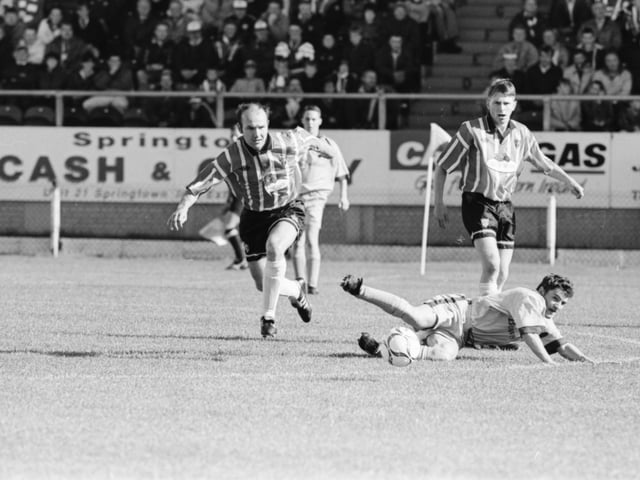 Action from the Derry City FC versus UCD league tie at Brandywell. Derry won 3-1.