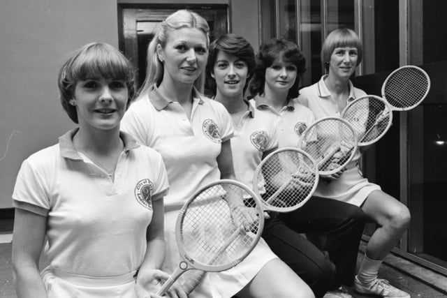 The City of Derry Ladies ‘A’ squash team which competed in the Ulster League for the first time in its history. From left are Anne O’Neill, Winifred Black, Maura Carey, Aileen McGill and Rosaleen Partridge.
