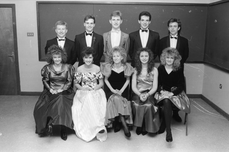 At the St Columb's College formal are, seated, Siobhan McCallion, Sinead Allen, Fiona Doherty, Colette Gallagher and Carole McKeever. Standing are Sean McGeehan, Darren McCay, John McBride, Paul Andrews and Patrick McLaughlin.