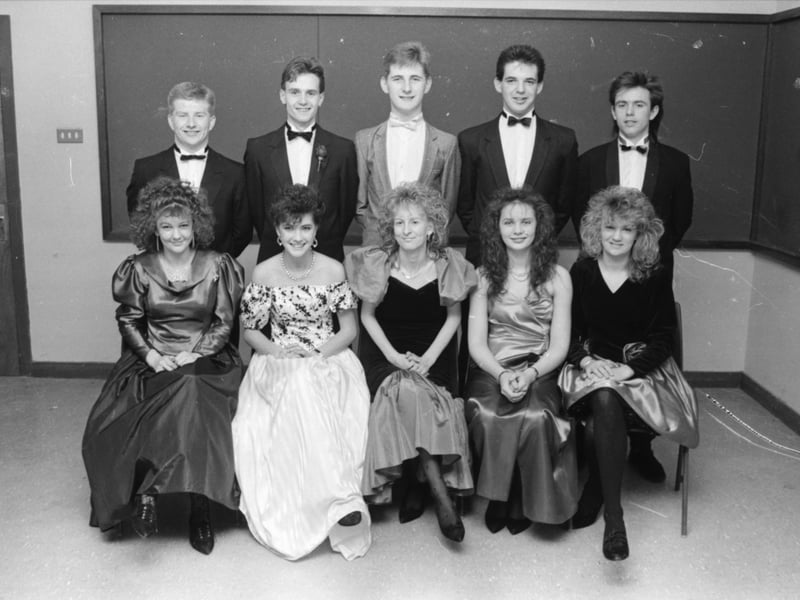At the St Columb's College formal are, seated, Siobhan McCallion, Sinead Allen, Fiona Doherty, Colette Gallagher and Carole McKeever. Standing are Sean McGeehan, Darren McCay, John McBride, Paul Andrews and Patrick McLaughlin.