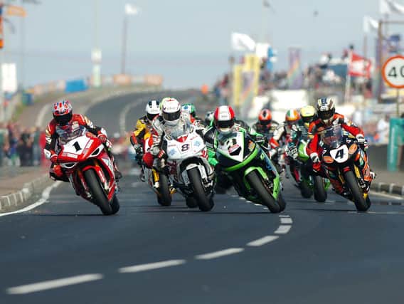 The start of the feature North West 200 Superbike race in 2007.