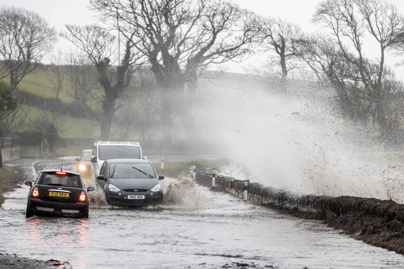 14/02/21 McAuley Multimedia.. Heavy rain and high winds batter the Ards Peninsula on Sunday afternoon as police issue a warning to motorists.Pic Steven McAuley/McAuley Multimedia