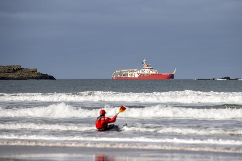 Polar research vessel RRS Sir David Attenborough passes by Portrush. Co Antrim as it carries out sea trials. Picture Steven McAuley/McAuley Multimedia