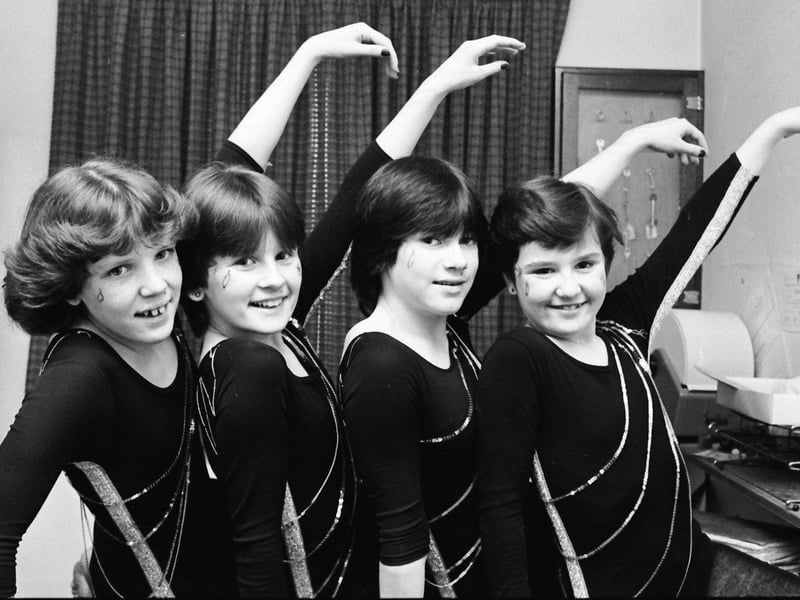 February 1981... St Joseph's Youth Club, Galliagh, winners of the team event at the NI Federation of Youth Clubs NW Disco Dancing Chamnpionships. From left are Bernadette McKinney, Jacqueline McKinney, Finvola McCloskey and Elaine Melarkey.