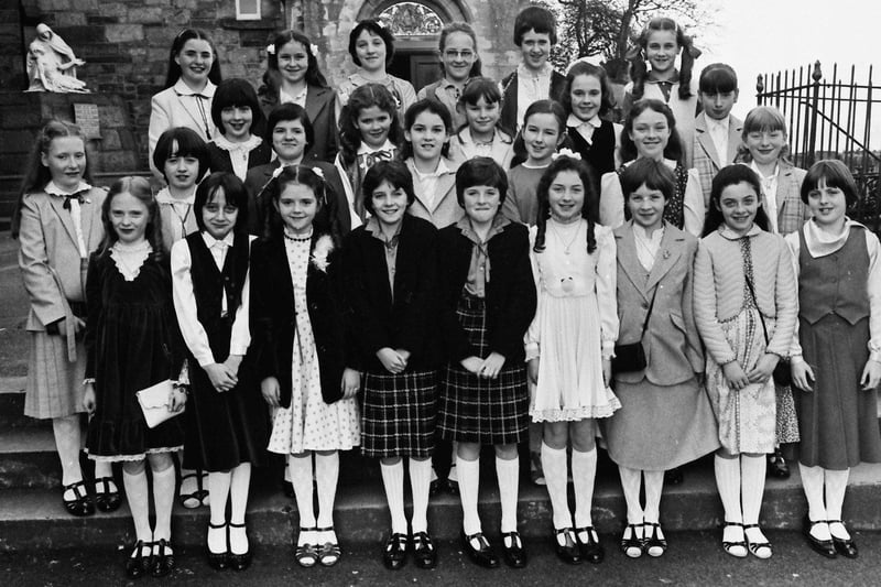 April 1981... Children from St Columba's Girls PS, Long Tower, who made their Confirmation.