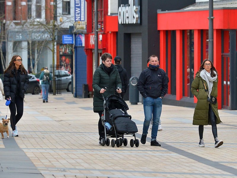 People getting some exercise recently, walking in the city centre. DER2106GS – 032
