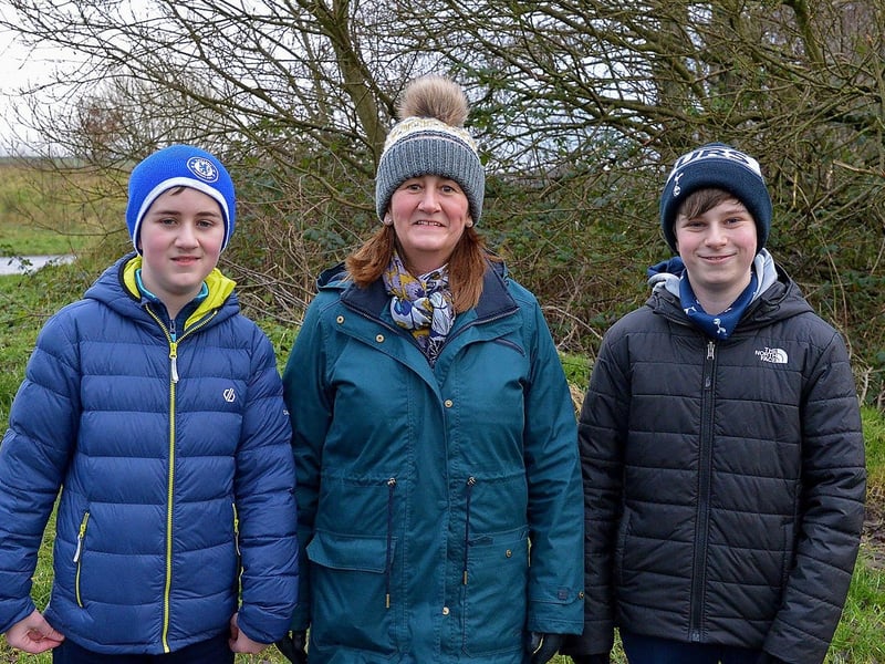 Jason Gallagher, Rhona Gallagher and Marcus Bond pictured walking in the Bay Road Park recently. DER2105GS – 029
