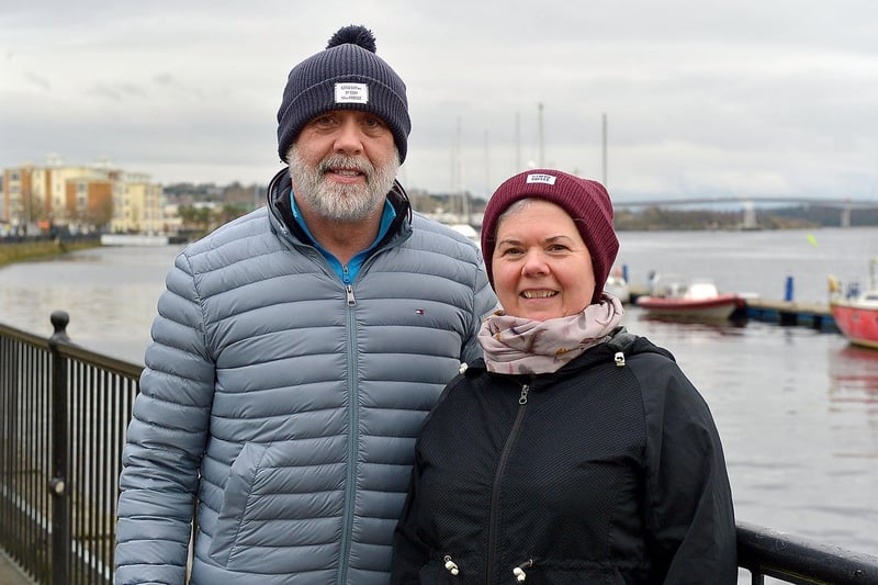 Column and Pauline Cooke pictured recently while walking along the Foyle Embankment. DER2105GS – 021