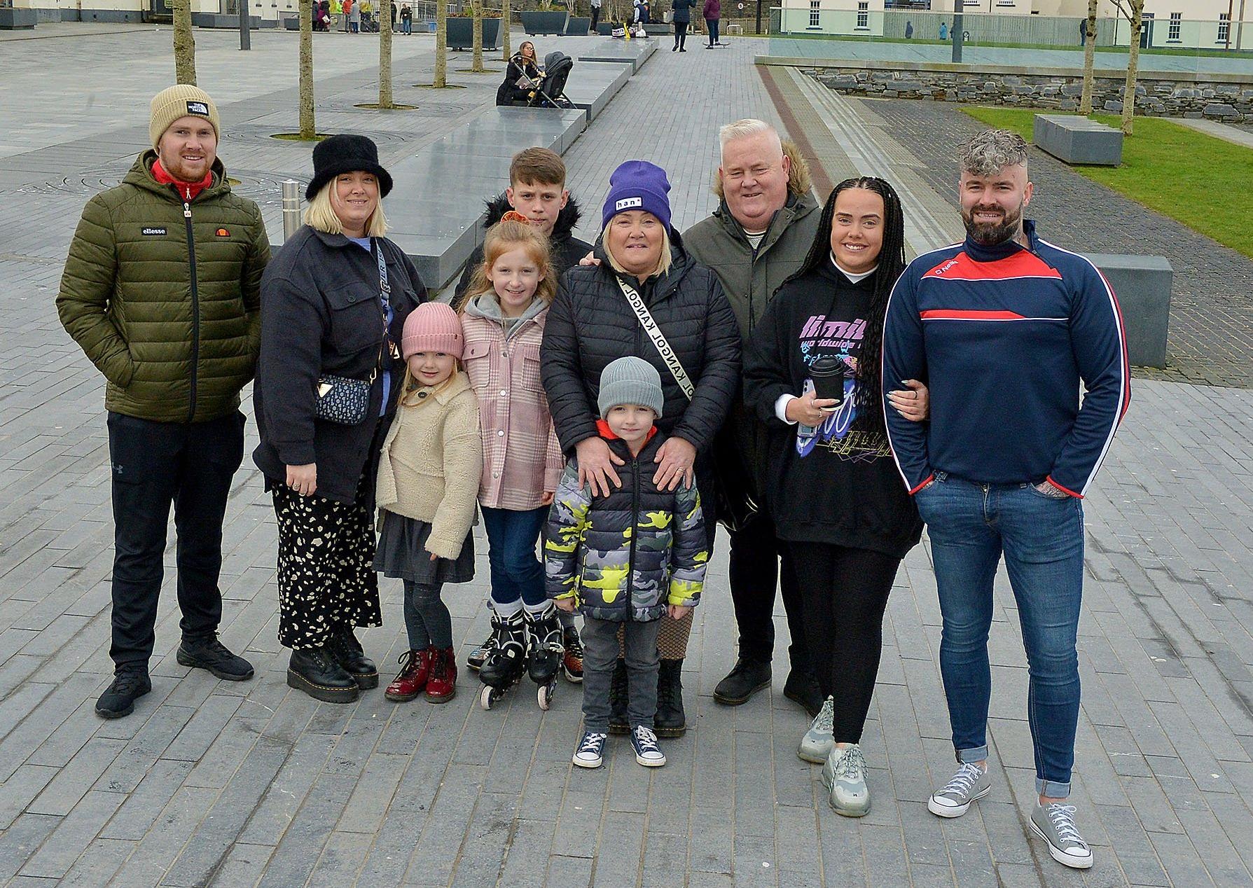 The Doherty family bubble pictured in Ebrington Square recently. DER2106GS – 009