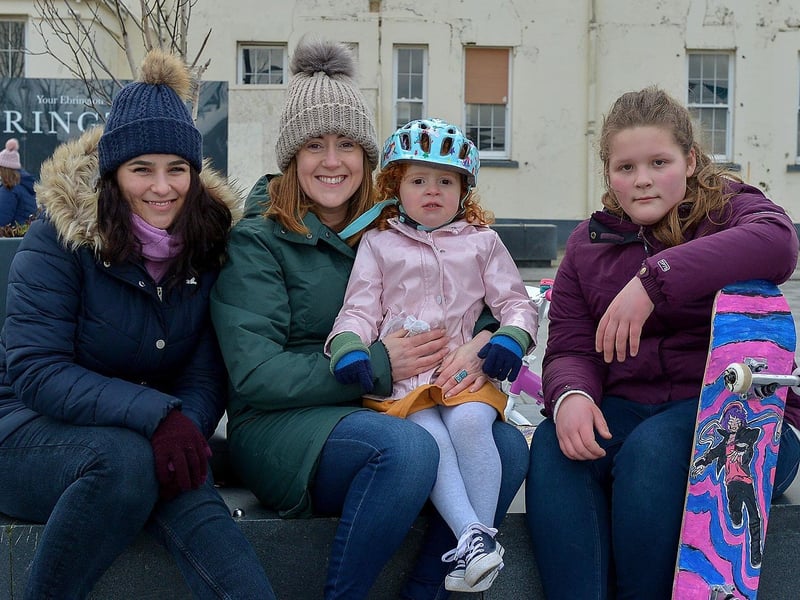 Gabriele Narvilaite, Sabrina McKinney, Amber Rose McKinney and Sarah Gamble pictured in Ebrington Square recently. DER2106GS – 003