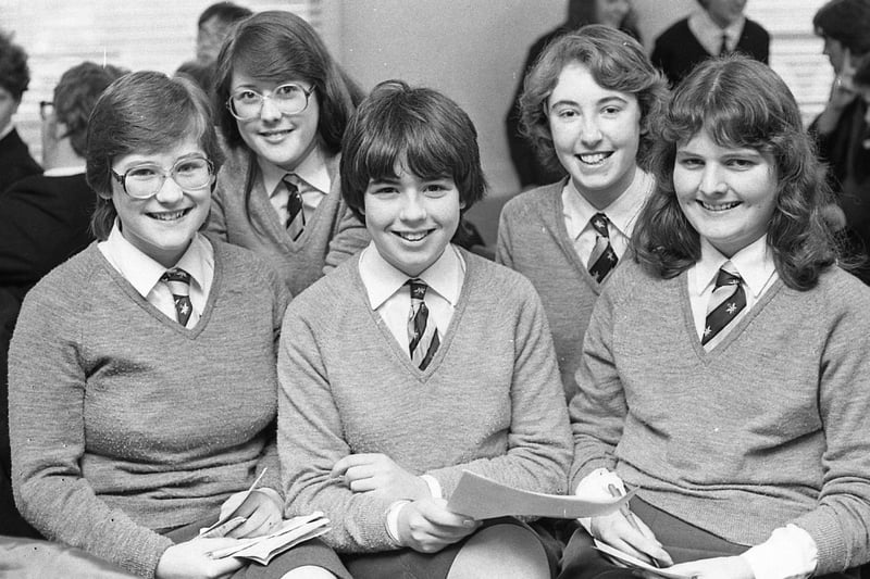 Victoria College pupils who took part in the Ulster Women's Council Public Speaking competition which was held in February 1982, the team consisted included Michele Hore, Joanne Wilson, Seana Miller, Catherine Duddy and Sharon Mulholland. Picture: News Letter archives