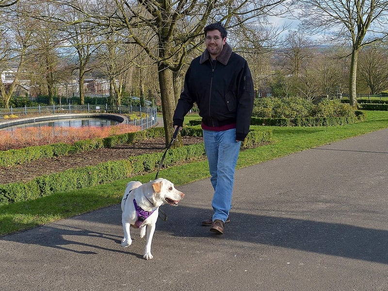 Paul Gallagher walking Robyn in Brooke Park recently. DER2106GS – 037
