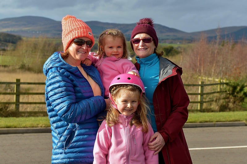 Pictured during a recent family bubble visit to Culmore Country Park are Ciara, Camille and Lucia Clarke and Nuala McGee. DER2107GS – 006