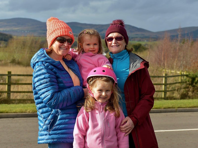 Pictured during a recent family bubble visit to Culmore Country Park are Ciara, Camille and Lucia Clarke and Nuala McGee. DER2107GS – 006