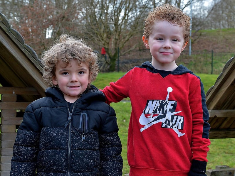 Lorcan Donnelly and Darci McDonald visited the children’s park in St Columb’s Park recently. DER2107GS – 016