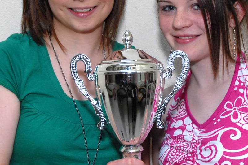 Laura Farrell and Rebecca Brown, winners of the Winter '06 and Spring '07 Piano Cup presented by Dorman’s at the Mid-Ulster School of Music prize giving for Winter '06 and Spring '07 held at the Bridewell, Magherafelt.mm2407-104ar.