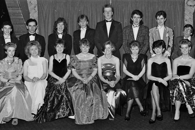Enjoying the St Cecilia's and St Joseph's formal are, seated, Maire Anderson, Claire Coulter, Debbie Gemelke, Mary Parkhill, Ciara Doherty, Christine Hasson, Cora Moore and Donna Doherty. At back are Seamus Wade, Peter Butler, Joseph Mottram, Michael McLaughlin, James McCabe, Martin Holmes, Peter McCallion and John Christy.