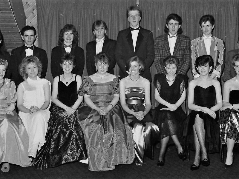 Enjoying the St Cecilia's and St Joseph's formal are, seated, Maire Anderson, Claire Coulter, Debbie Gemelke, Mary Parkhill, Ciara Doherty, Christine Hasson, Cora Moore and Donna Doherty. At back are Seamus Wade, Peter Butler, Joseph Mottram, Michael McLaughlin, James McCabe, Martin Holmes, Peter McCallion and John Christy.