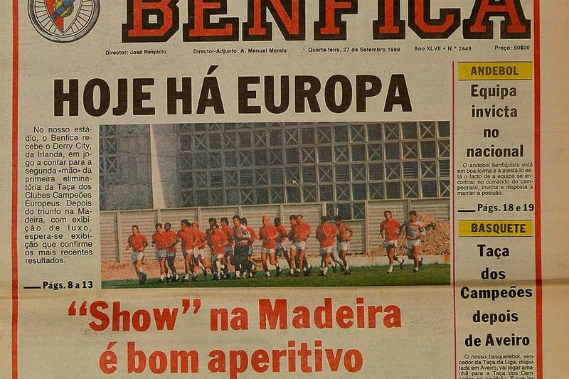 Derry City's treble winners take on Benfica's galacticos at the Estadio da Luz on September 1989.