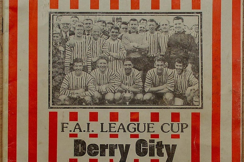 The programme from Derry City's first ever League of Ireland fixture in the cup against Home Farm at a packed Brandywell in 1985.