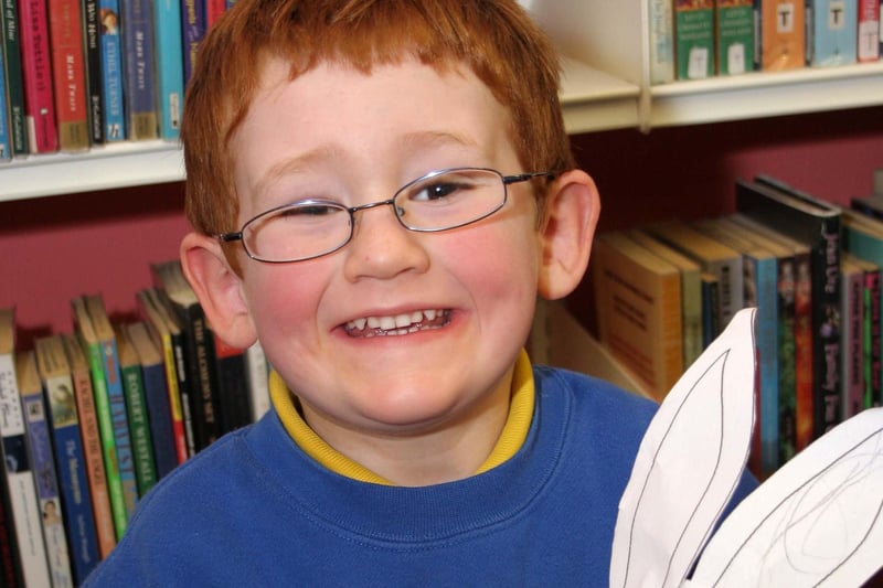 Having a great time with his Easter bunny at Ballyclare Library in March 2007 was Jack Livingstone (4). NT14-037FP