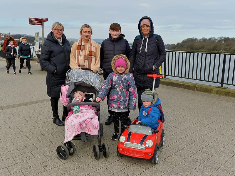 The Long family bubble gets some exercise along the Foyle Embankment recently. DER2110GS – 012