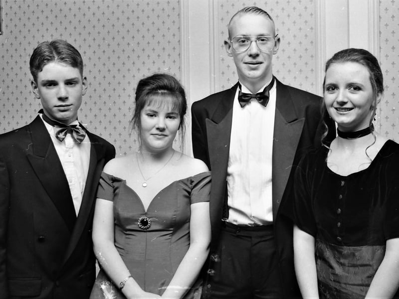 Enjoying the St Brecan's High School formal at the White Horse Inn are, from left, Brian Callan, Katrina Elliott, Shane Donaghey and Karen McDonagh.