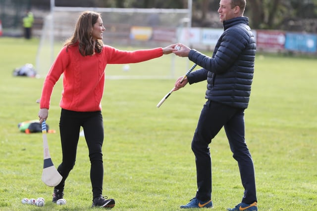 The Duke and Duchess of Cambridge try out hurling