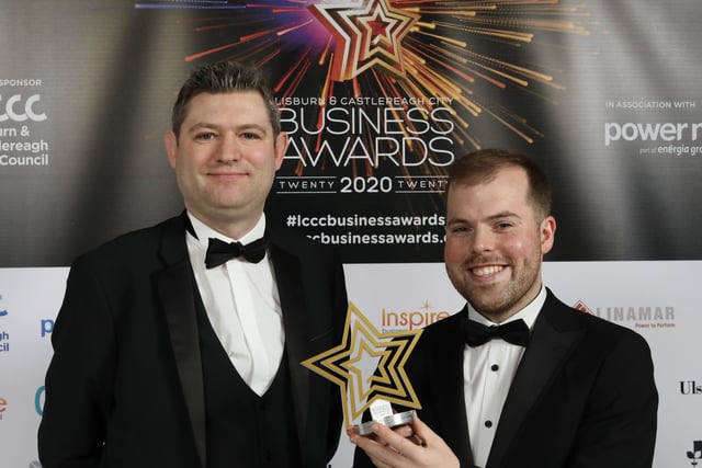 Philip Murphy collected the Excellence in Customer Service (Non-Retail) Award on behalf of winner Cartmill Stewart & Co Chartered Accountants from award sponsor Chris Morrow of NI Chamber of Commerce and Industry.