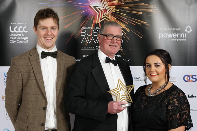 Roger Vance and Samuel Vance collected the Innovation Award on behalf of winner Ad-Vance Engineering (Lisburn) Ltd from Emma Finney of South Eastern Regional College.