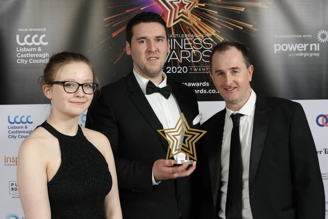 Hana Hughes and Ryan Mullan collected the Best Licensed Eating Establishment Award on behalf of winner The StillHouse @ Hughes Craft Distillery from award sponsor Richard Sherry of Ulster Tatler.