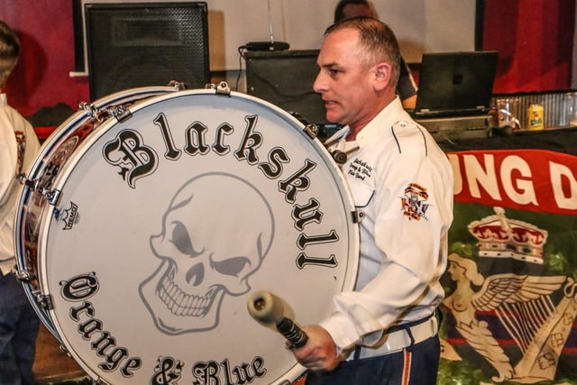 Stephen Dawson Blackskull Orange & Blue Flute Band at the Lisburn Young Defenders Blood & Thunder Night. Pic by Norman Briggs, rnbphotographyni