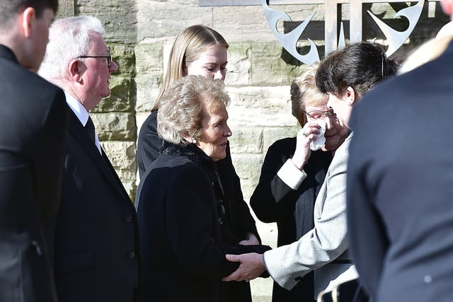 Barney Eastwood's wife Frances and family members pictured at the funeral