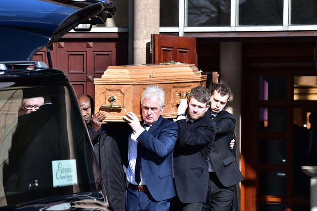 The Requiem Mass for Bernard Joseph Eastwood took place in St. Colmcille's Church, Holywood