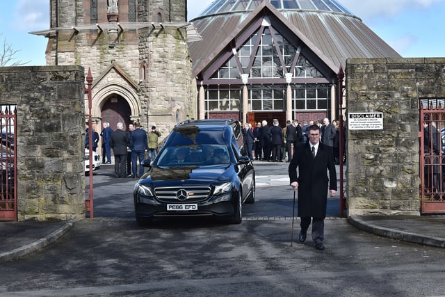 The Requiem Mass for Bernard Joseph Eastwood took place in St. Colmcille's Church, Holywood