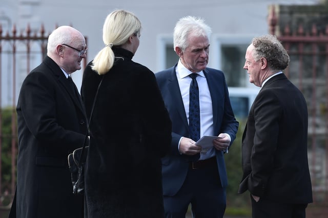 Hugh Russell  pays respect to the family at  the  funeral of legendary Irish boxing promoter and businessman Barney Eastwood