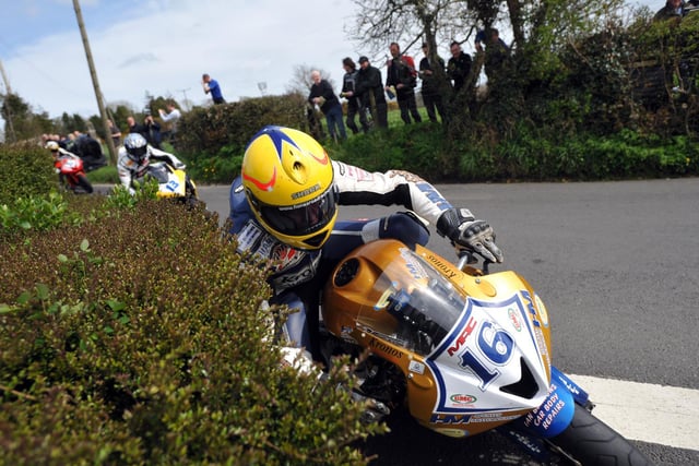 John Burrows gets in close to the hedge at the Cookstown 100 in 2008.